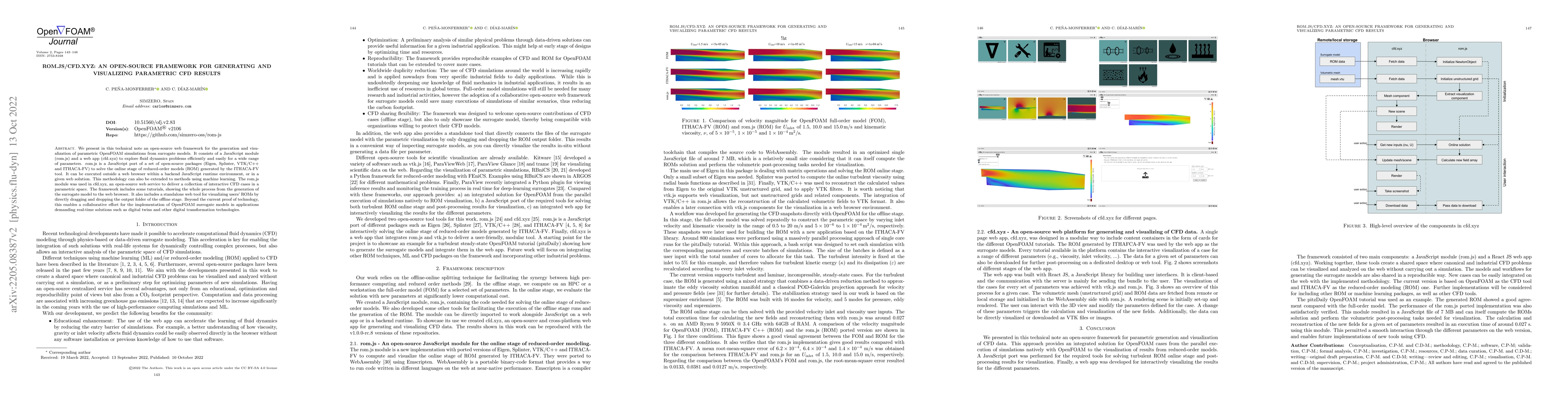 Thumbnail for rom.js/cfd.xyz: An open-source framework for generating and visualizing
  parametric CFD results