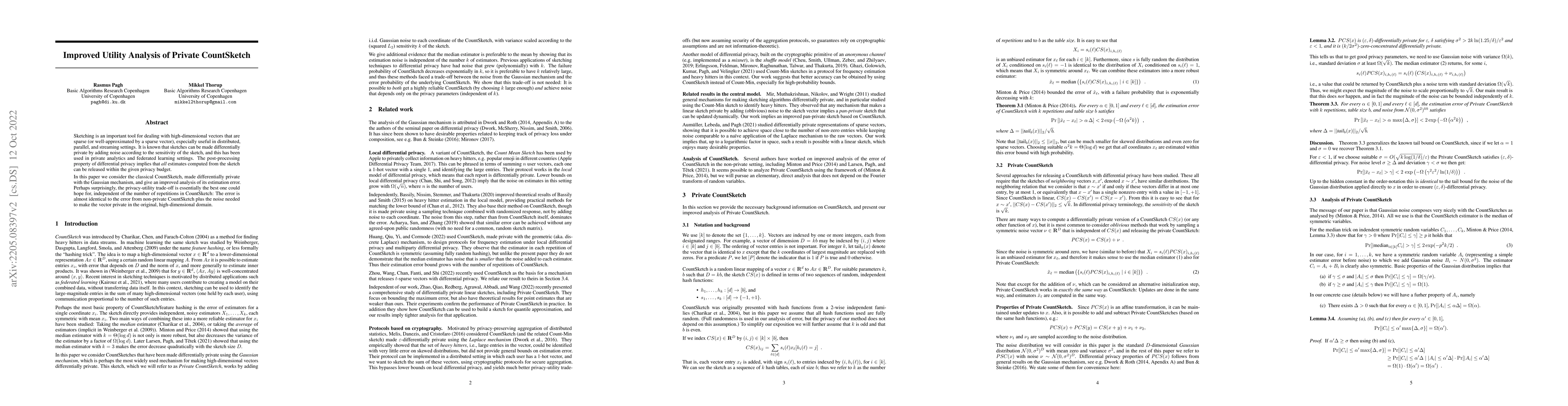 Thumbnail for Improved Utility Analysis of Private CountSketch