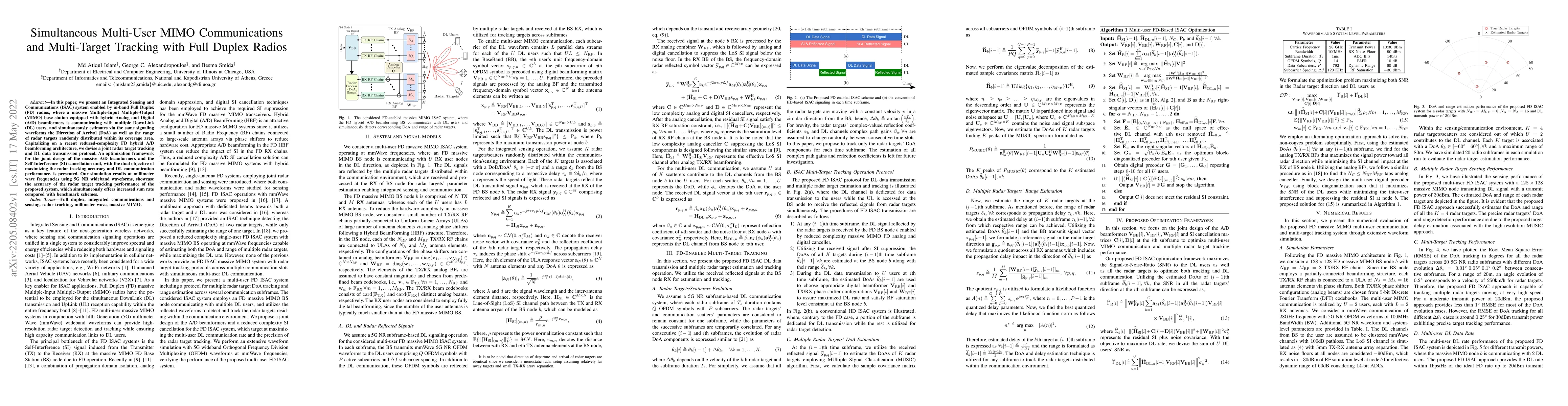 Thumbnail for Simultaneous Multi-User MIMO Communications and Multi-Target Tracking
  with Full Duplex Radios