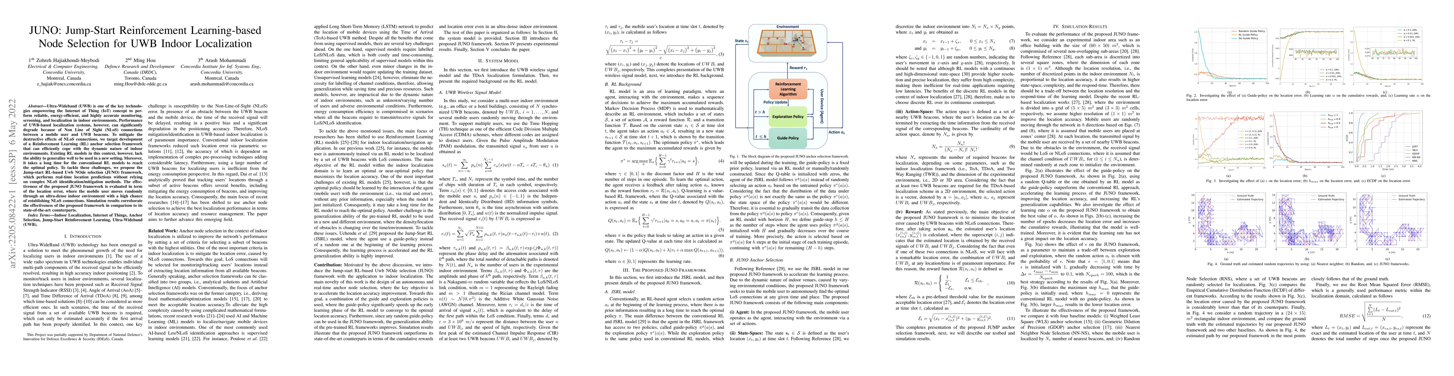 Thumbnail for JUNO: Jump-Start Reinforcement Learning-based Node Selection for UWB
  Indoor Localization