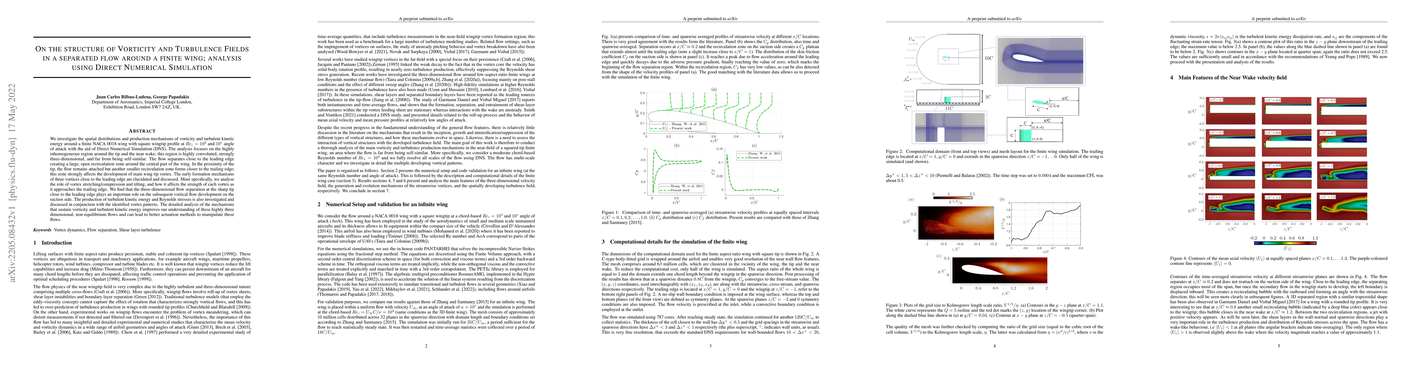 Thumbnail for On the structure of Vorticity and Turbulence Fields in a separated flow
  around a finite wing; analysis using Direct Numerical Simulation