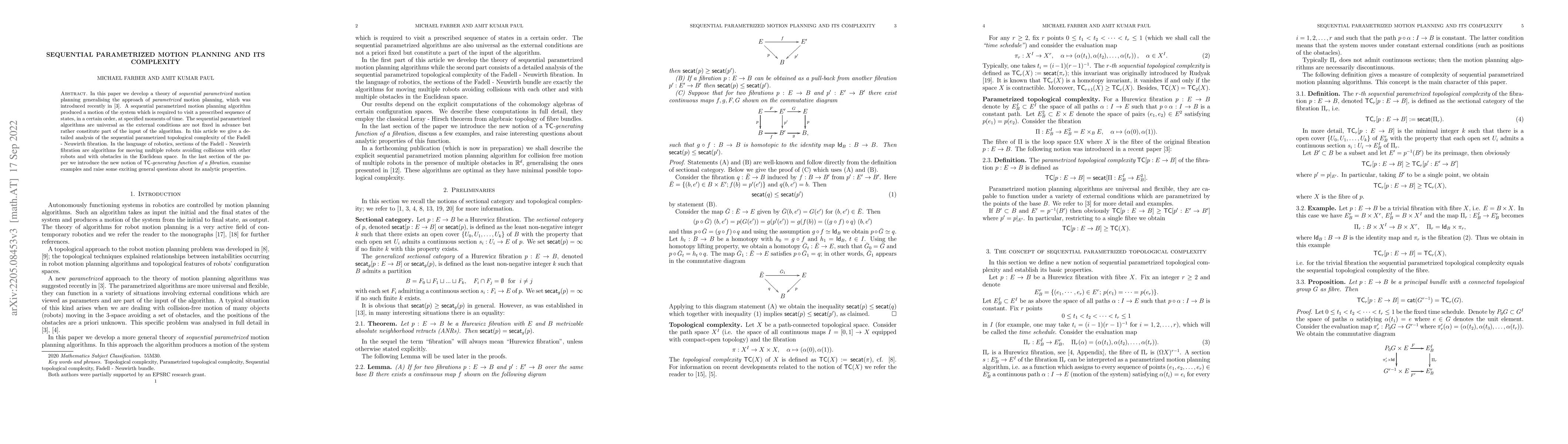 Thumbnail for Sequential Parametrized Motion Planning and its Complexity