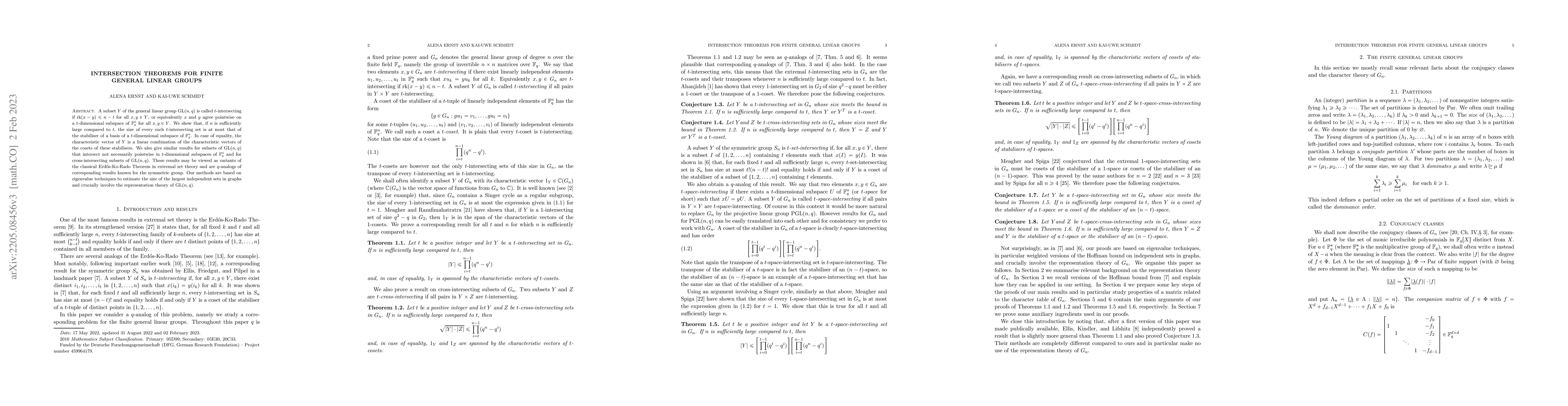 Thumbnail for Intersection theorems for finite general linear groups