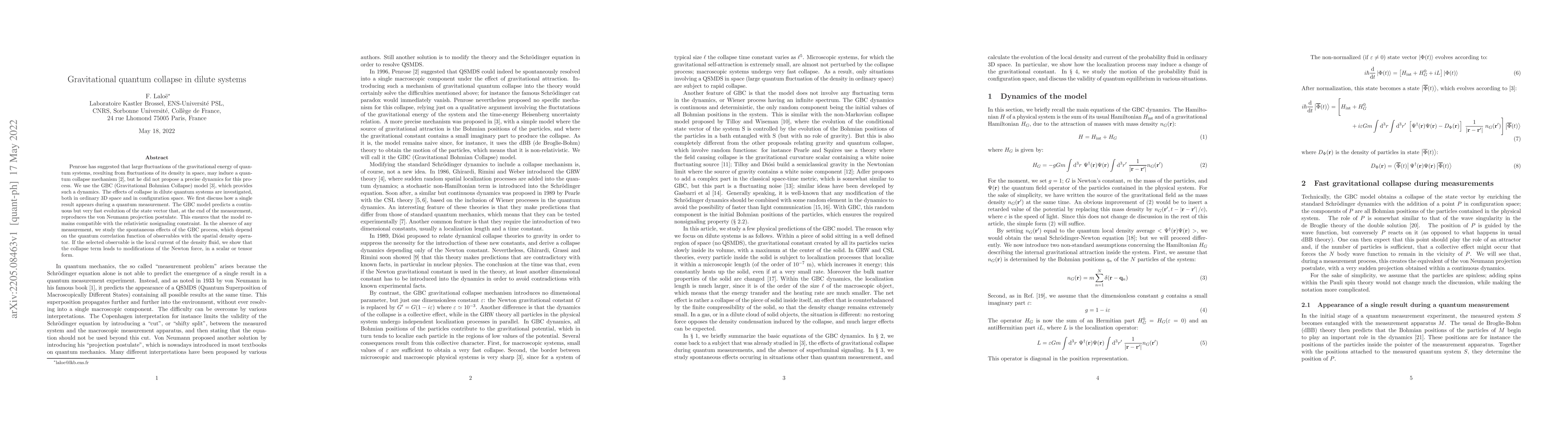 Thumbnail for Gravitational quantum collapse in dilute systems