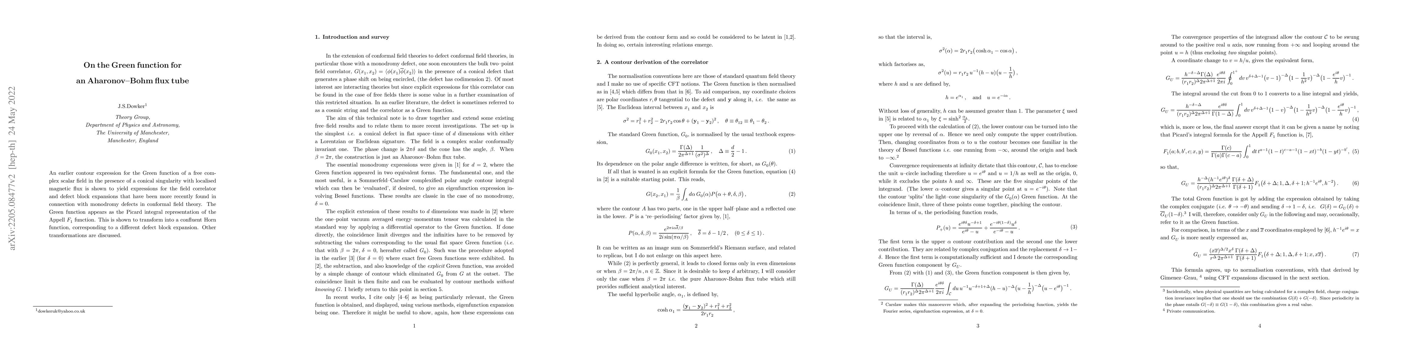 Thumbnail for On the Green function for an Aharonov-Bohm flux tube