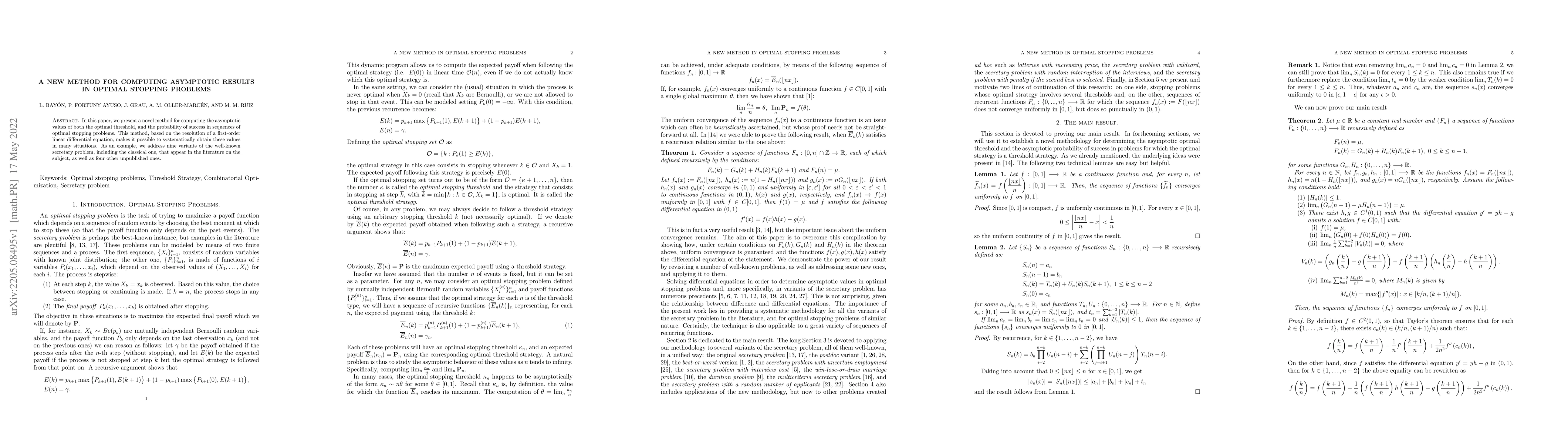 Thumbnail for A new method for computing asymptotic results in optimal stopping
  problems