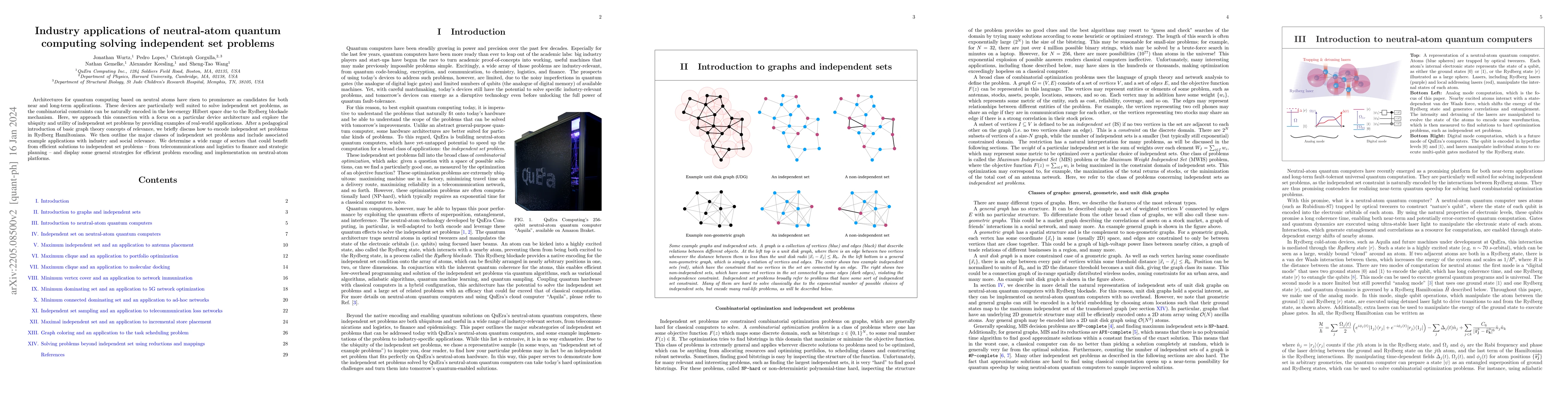 Thumbnail for Industry applications of neutral-atom quantum computing solving
  independent set problems