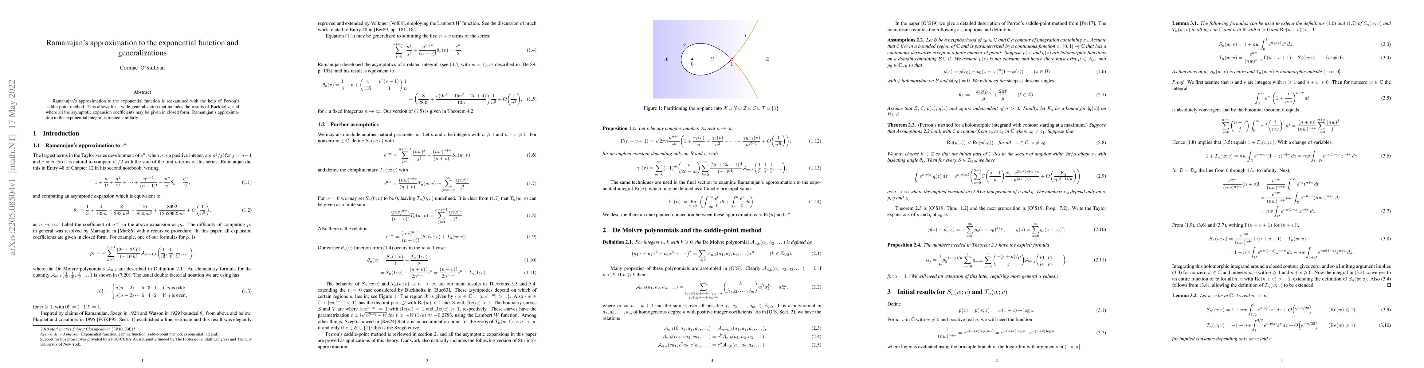 Thumbnail for Ramanujan's approximation to the exponential function and
  generalizations