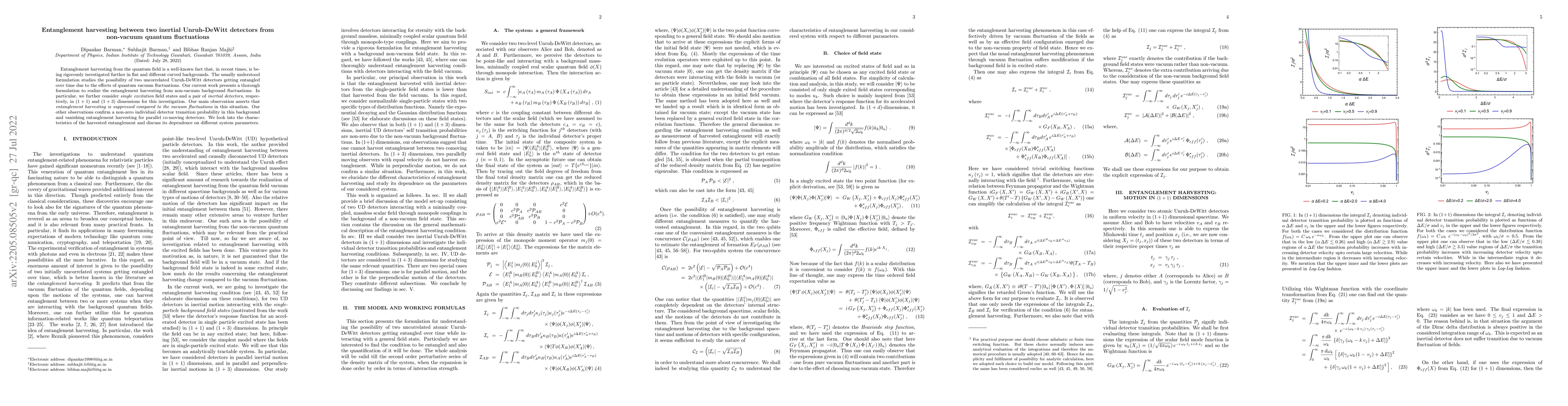 Thumbnail for Entanglement harvesting between two inertial Unruh-DeWitt detectors from
  non-vacuum quantum fluctuations