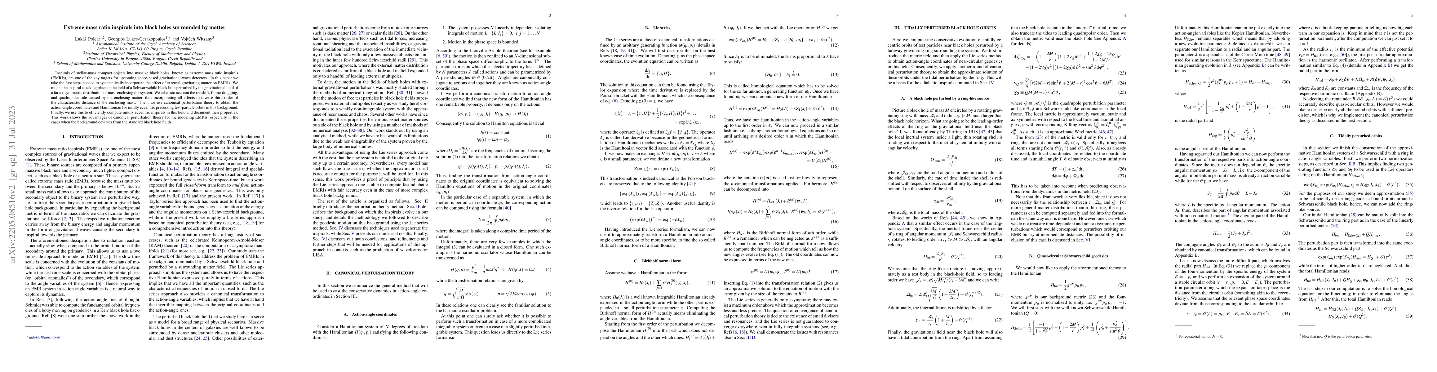 Thumbnail for Extreme mass ratio inspirals into black holes surrounded by matter