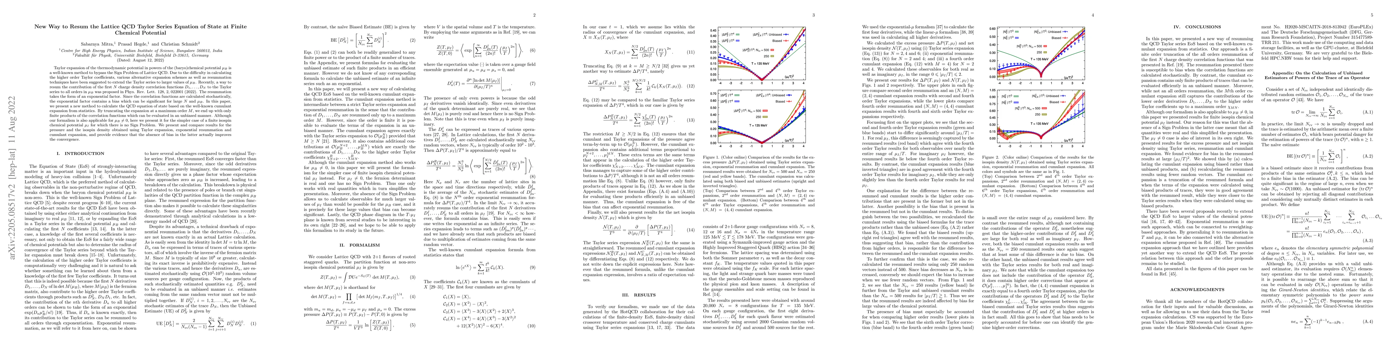 Thumbnail for New Way to Resum the Lattice QCD Taylor Series Equation of State at
  Finite Chemical Potential