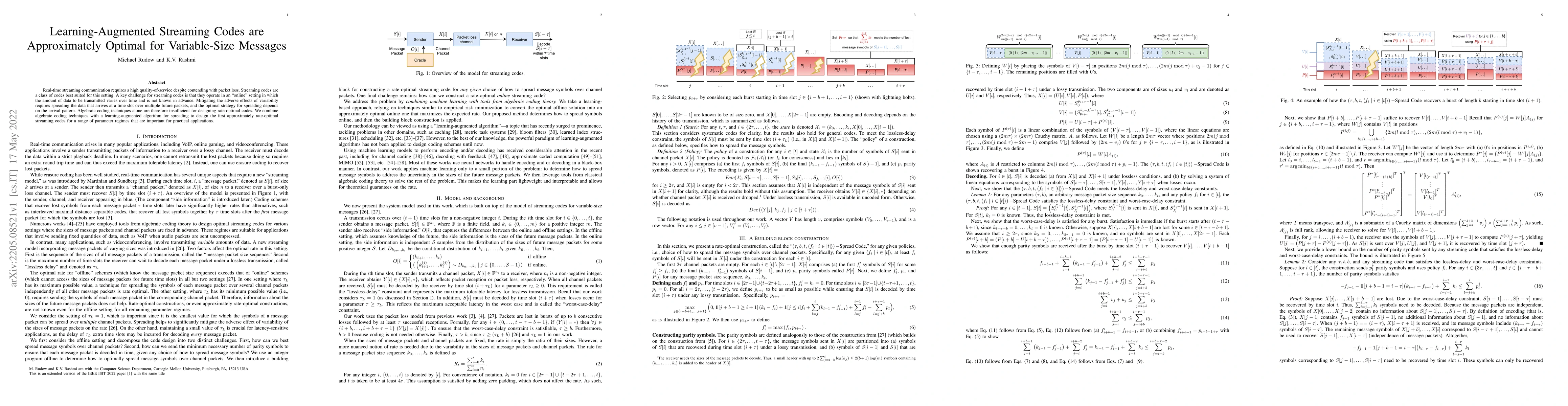 Thumbnail for Learning-Augmented Streaming Codes are Approximately Optimal for
  Variable-Size Messages