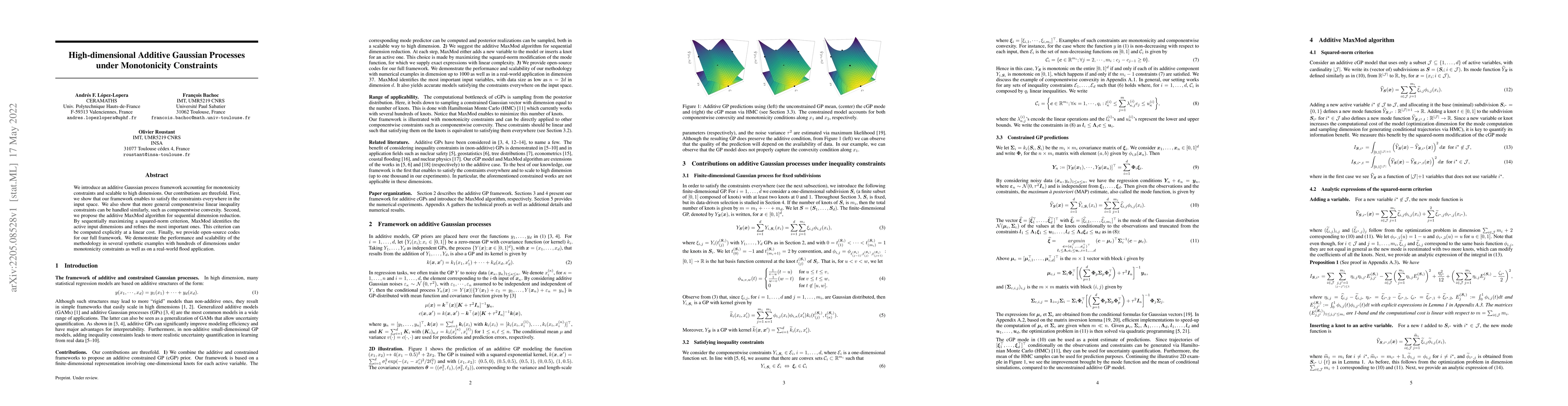 Thumbnail for High-dimensional additive Gaussian processes under monotonicity
  constraints