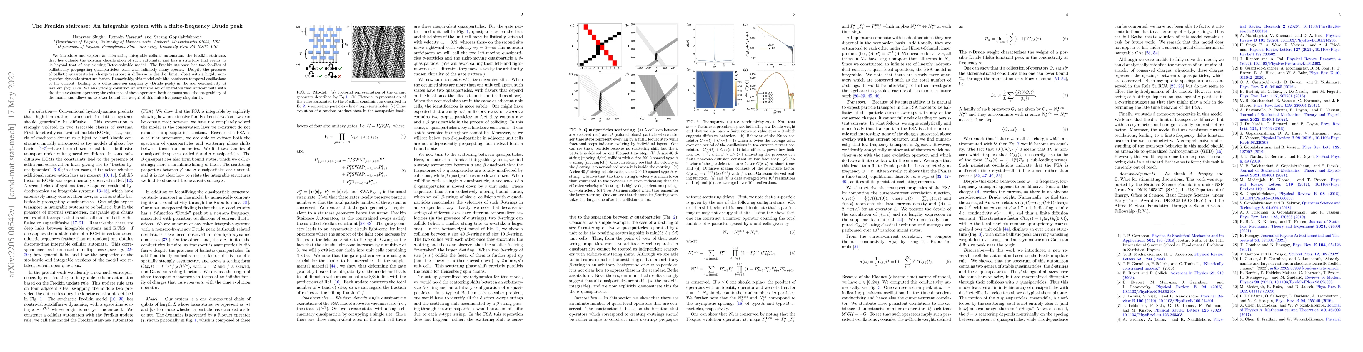 Thumbnail for The Fredkin staircase: An integrable system with a finite-frequency
  Drude peak