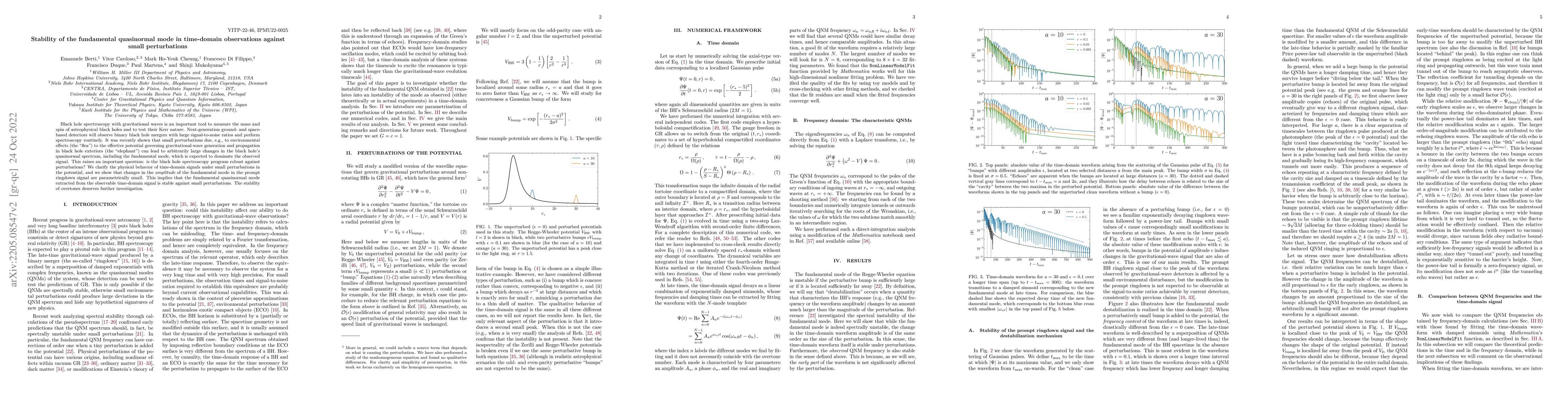 Thumbnail for Stability of the fundamental quasinormal mode in time-domain
  observations against small perturbations