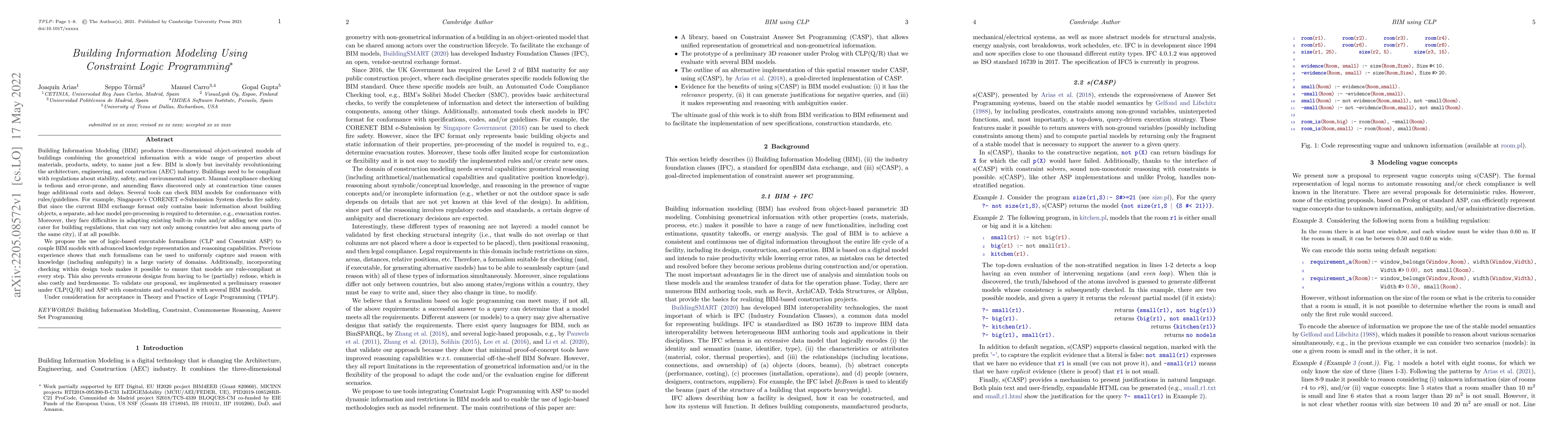 Thumbnail for Building Information Modeling Using Constraint Logic Programming
