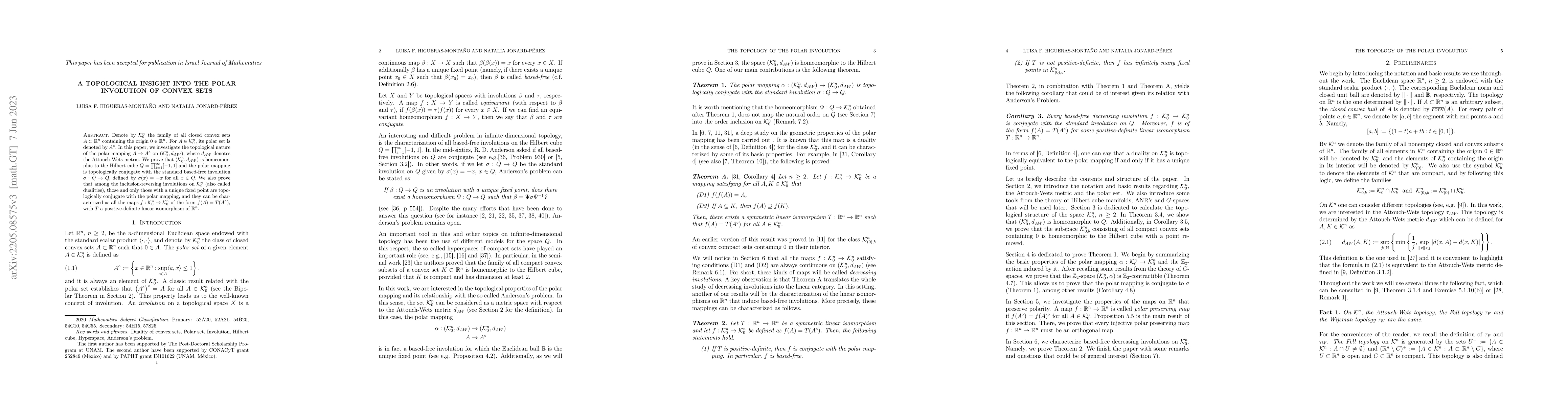 Thumbnail for A topological insight into the polar involution of convex sets