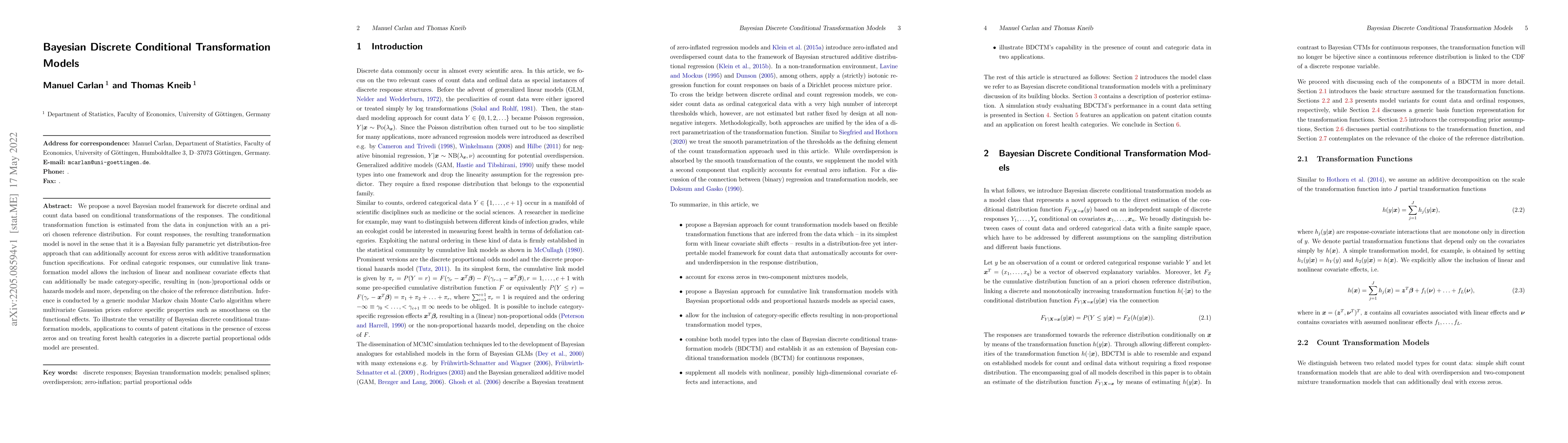 Thumbnail for Bayesian Discrete Conditional Transformation Models
