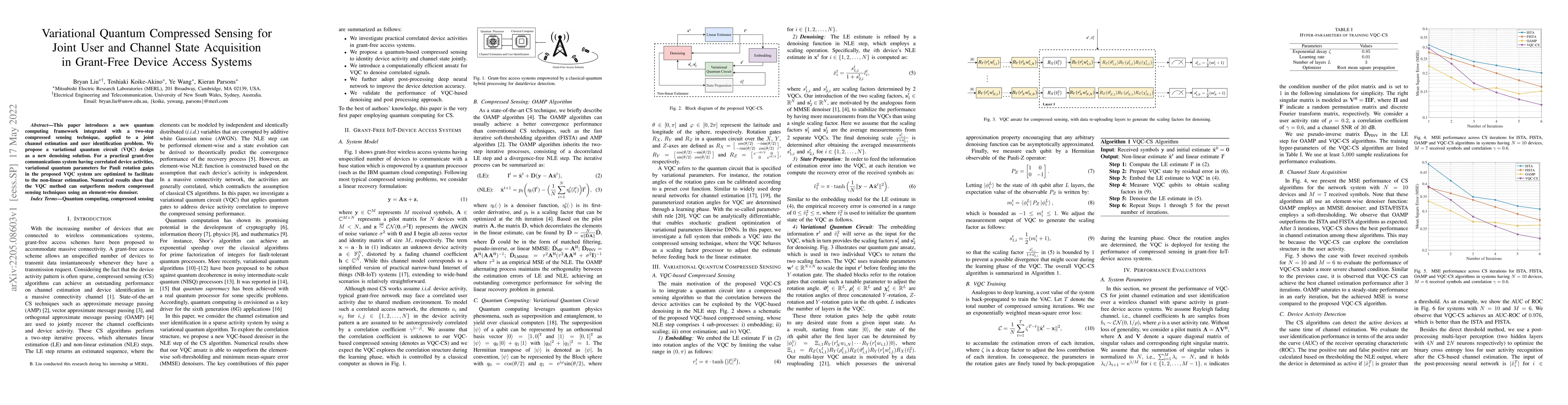 Thumbnail for Variational Quantum Compressed Sensing for Joint User and Channel State
  Acquisition in Grant-Free Device Access Systems