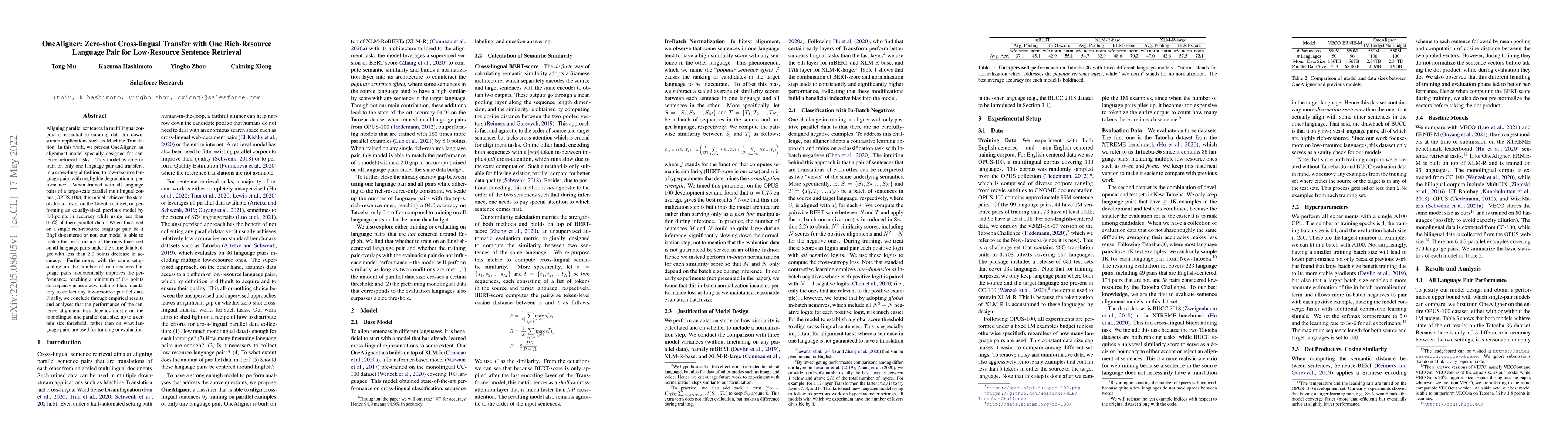 Thumbnail for OneAligner: Zero-shot Cross-lingual Transfer with One Rich-Resource
  Language Pair for Low-Resource Sentence Retrieval