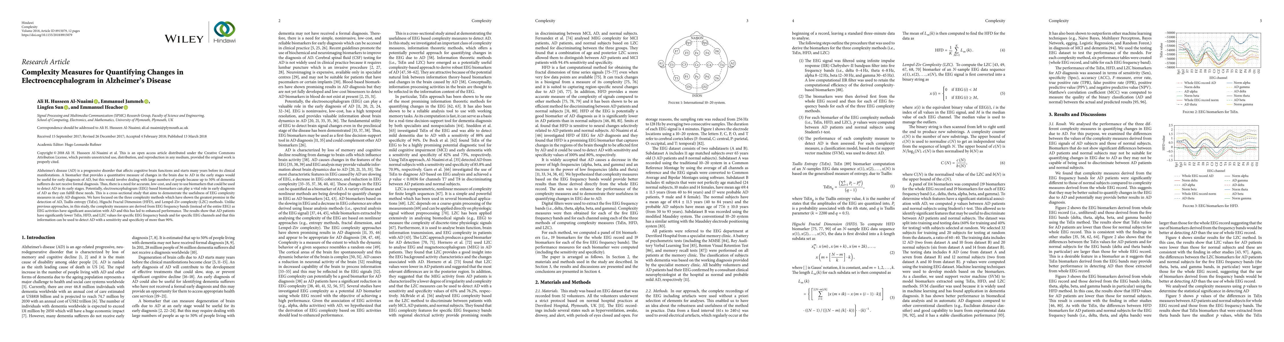 Thumbnail for Complexity Measures for Quantifying Changes in Electroencephalogram in
  Alzheimers Disease