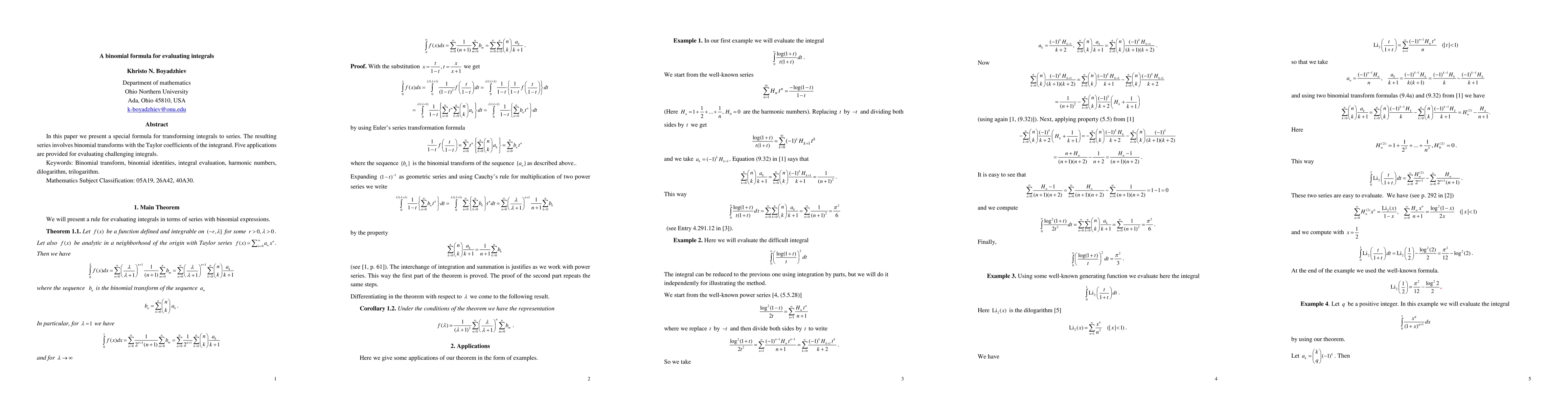 Thumbnail for A binomial formula for evaluating integrals