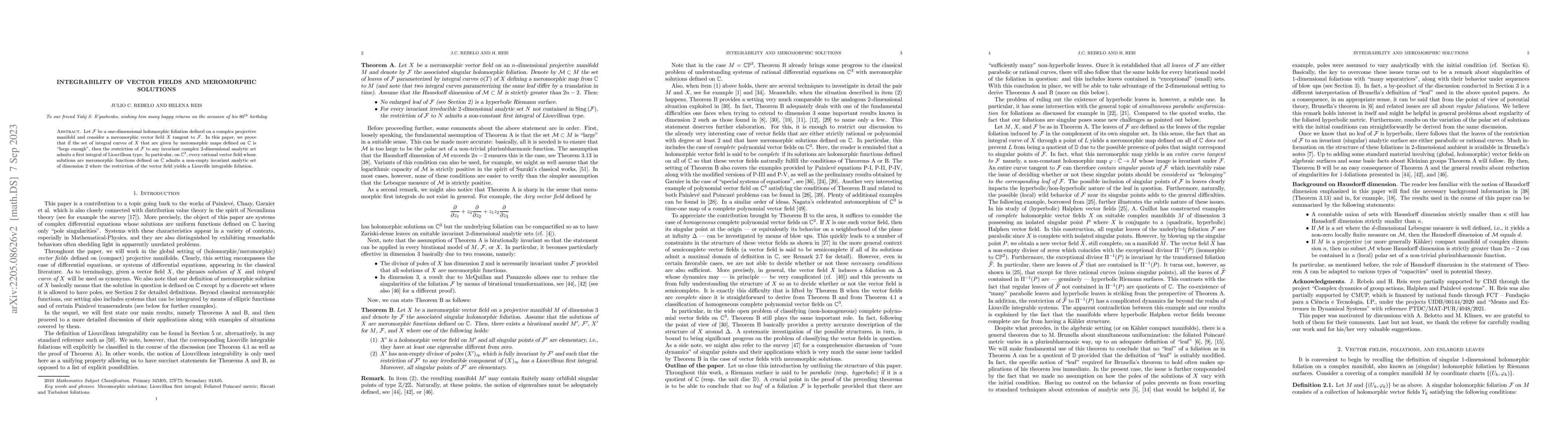 Thumbnail for Integrability of vector fields and meromorphic solutions