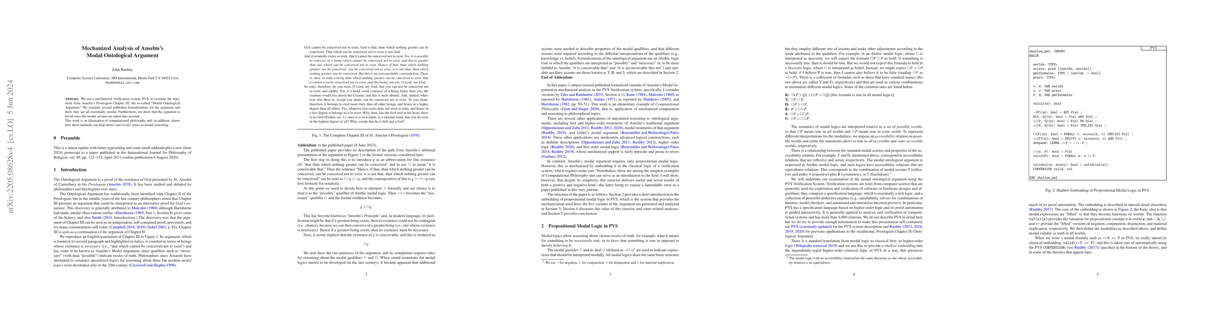 Thumbnail for Mechanized Analysis of Anselm's Modal Ontological Argument