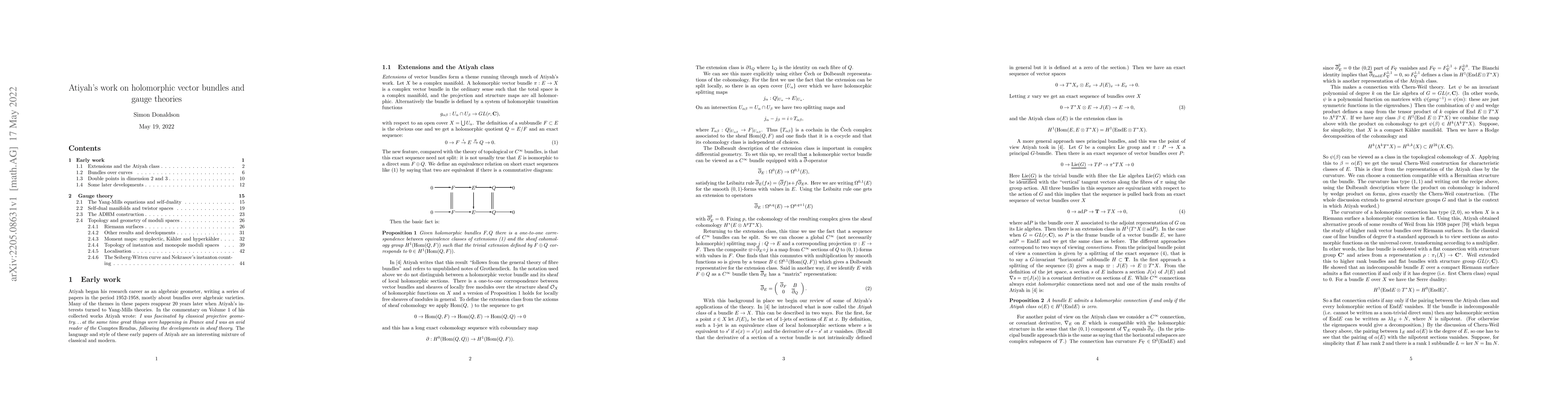 Thumbnail for Atiyah's work on holomorphic vector bundles and gauge theories