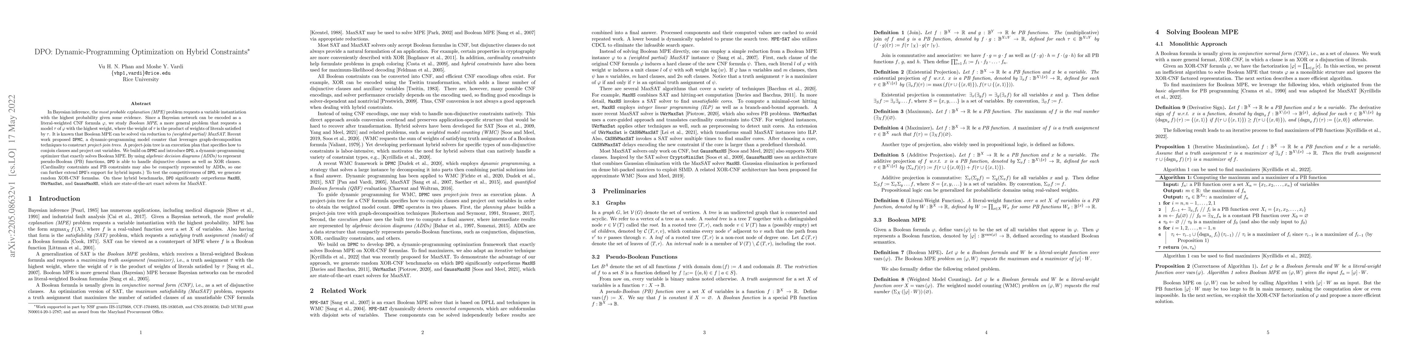 Thumbnail for DPO: Dynamic-Programming Optimization on Hybrid Constraints