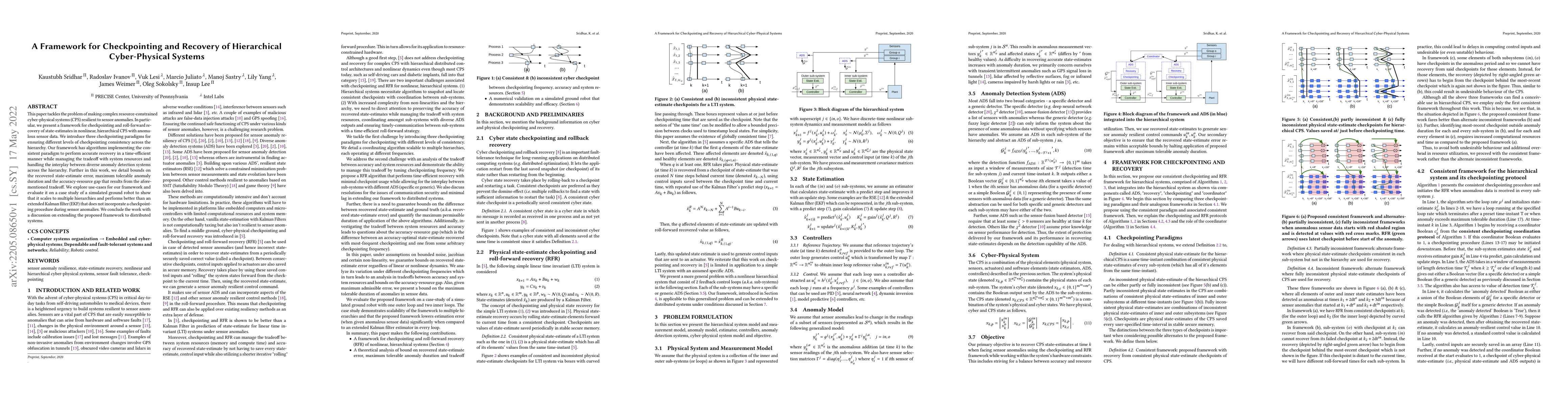 Thumbnail for A Framework for Checkpointing and Recovery of Hierarchical
  Cyber-Physical Systems