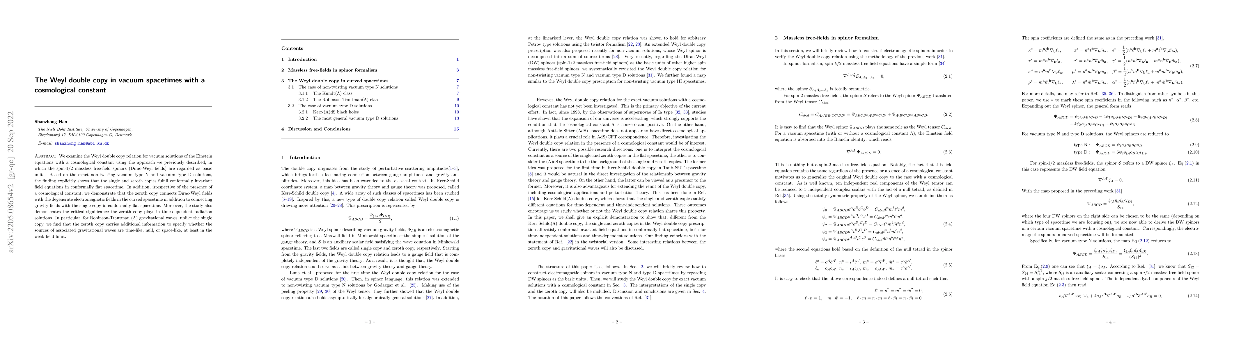 Thumbnail for The Weyl double copy in vacuum spacetimes with a cosmological constant