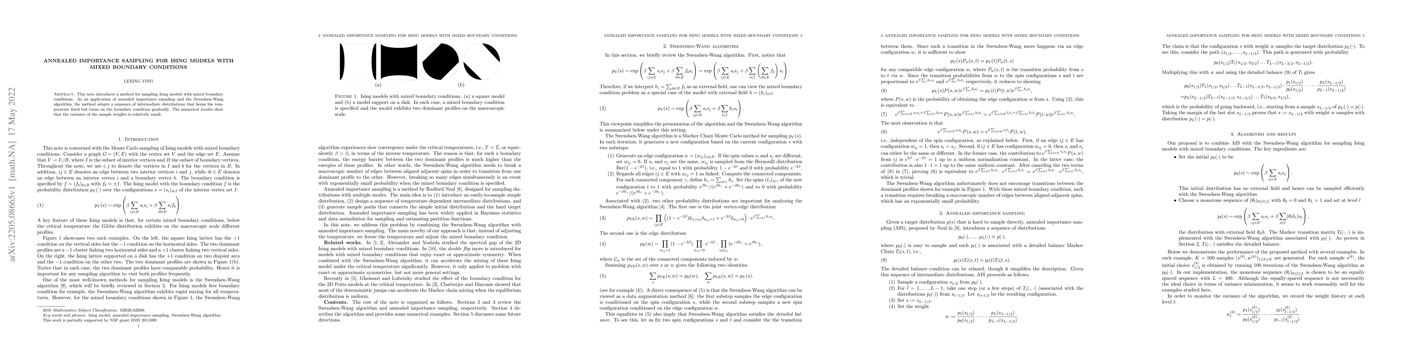 Thumbnail for Annealed importance sampling for Ising models with mixed boundary
  conditions