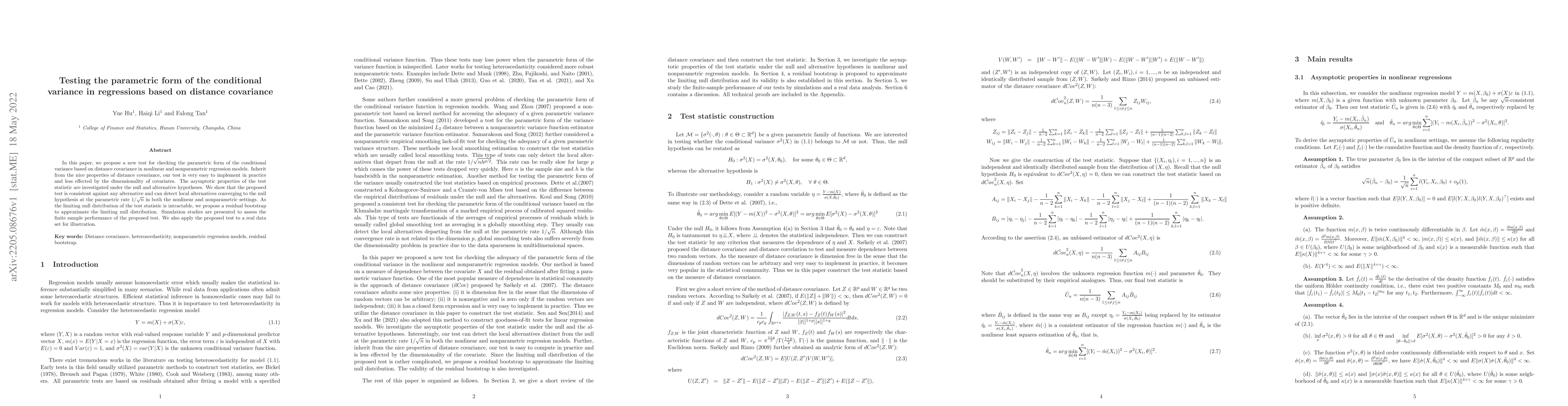 Thumbnail for Testing the parametric form of the conditional variance in regressions
  based on distance covariance