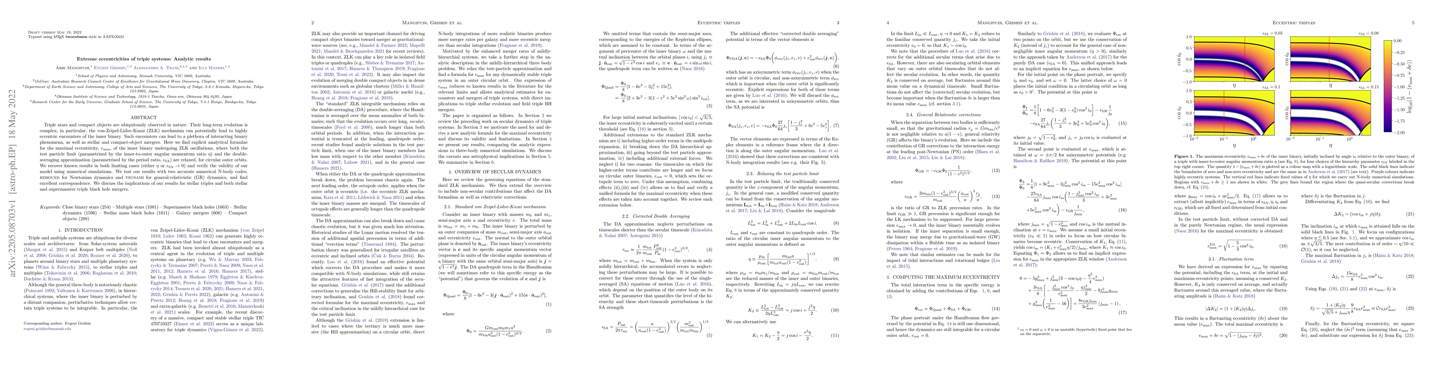 Thumbnail for Extreme eccentricities of triple systems: Analytic results