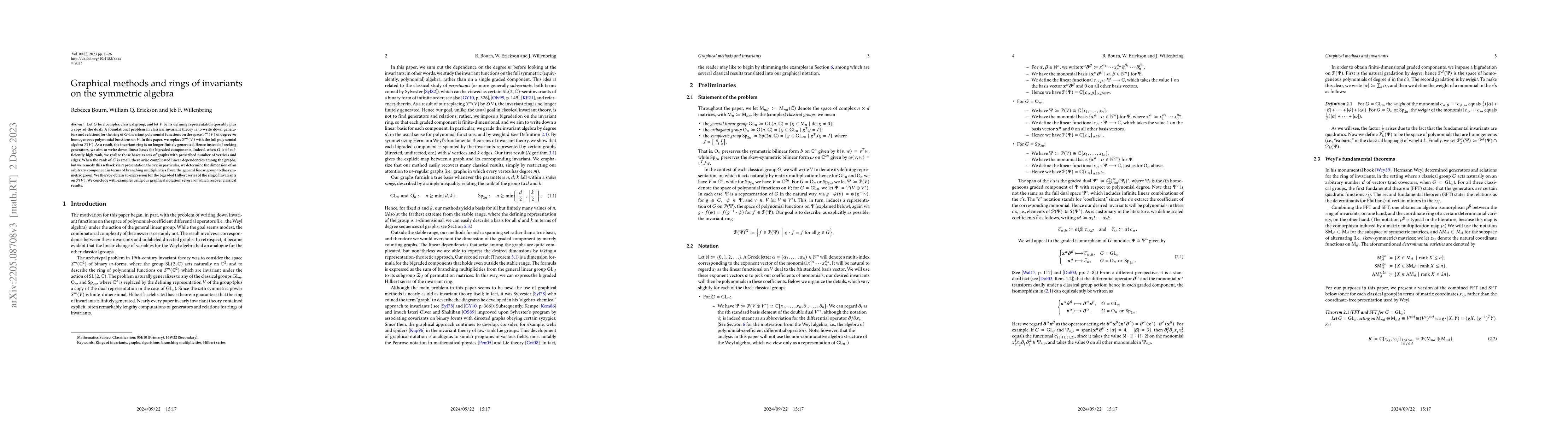 Thumbnail for Graphical methods and rings of invariants on the symmetric algebra