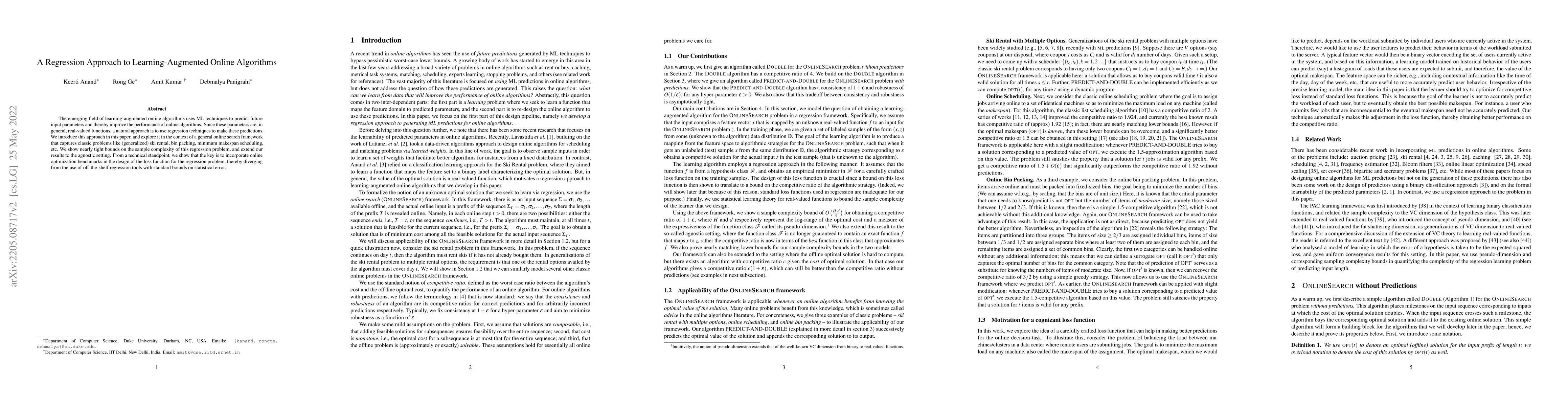 Thumbnail for A Regression Approach to Learning-Augmented Online Algorithms