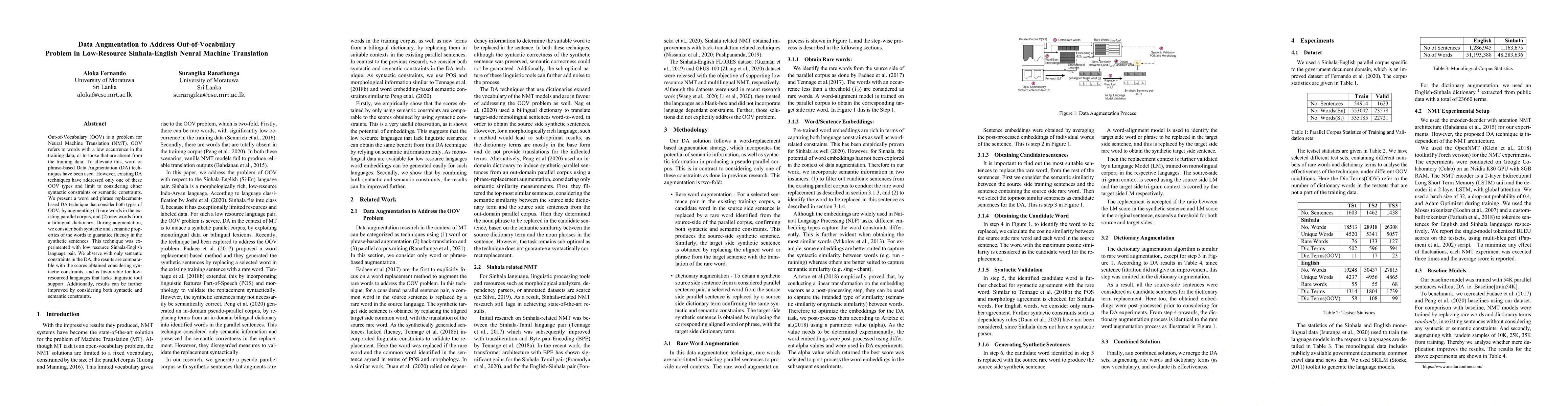Thumbnail for Data Augmentation to Address Out-of-Vocabulary Problem in Low-Resource
  Sinhala-English Neural Machine Translation