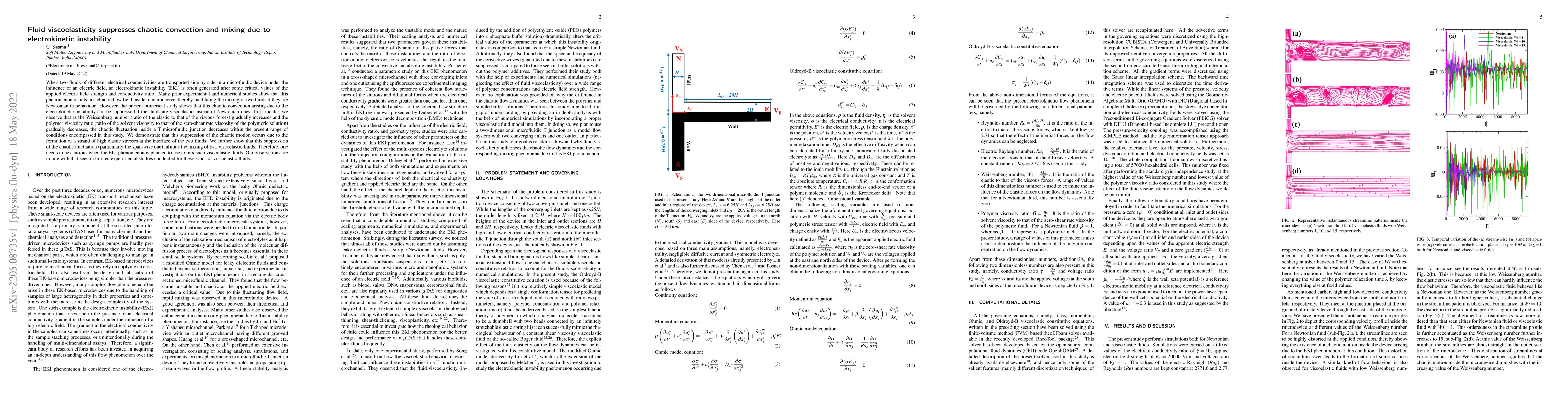 Thumbnail for Fluid viscoelasticity suppresses chaotic convection and mixing due to
  electrokinetic instability