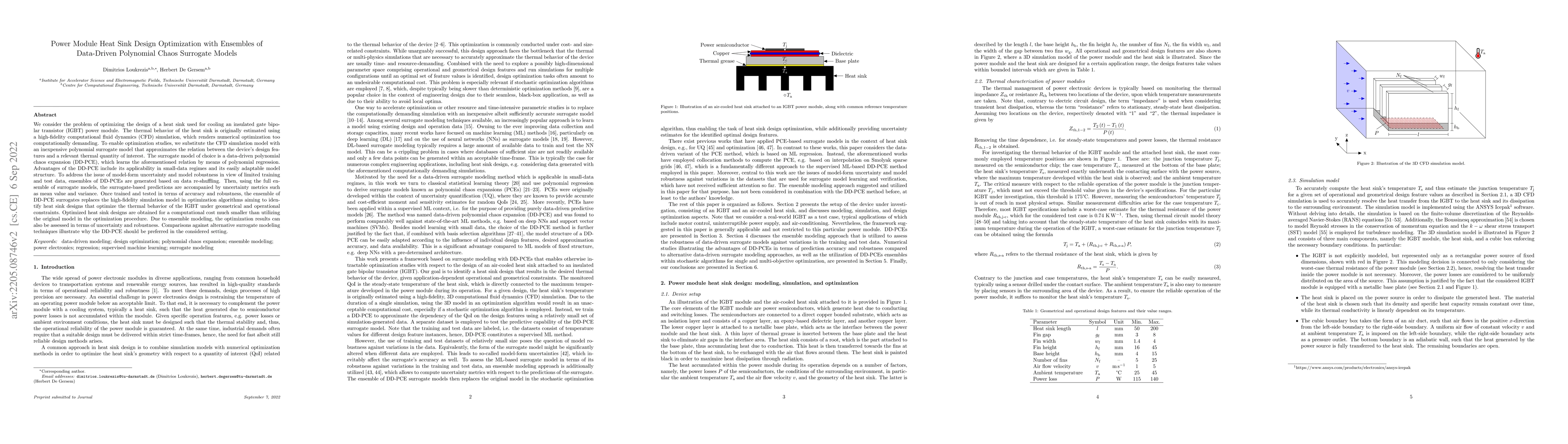 Thumbnail for Power Module Heat Sink Design Optimization with Ensembles of Data-Driven
  Polynomial Chaos Surrogate Models