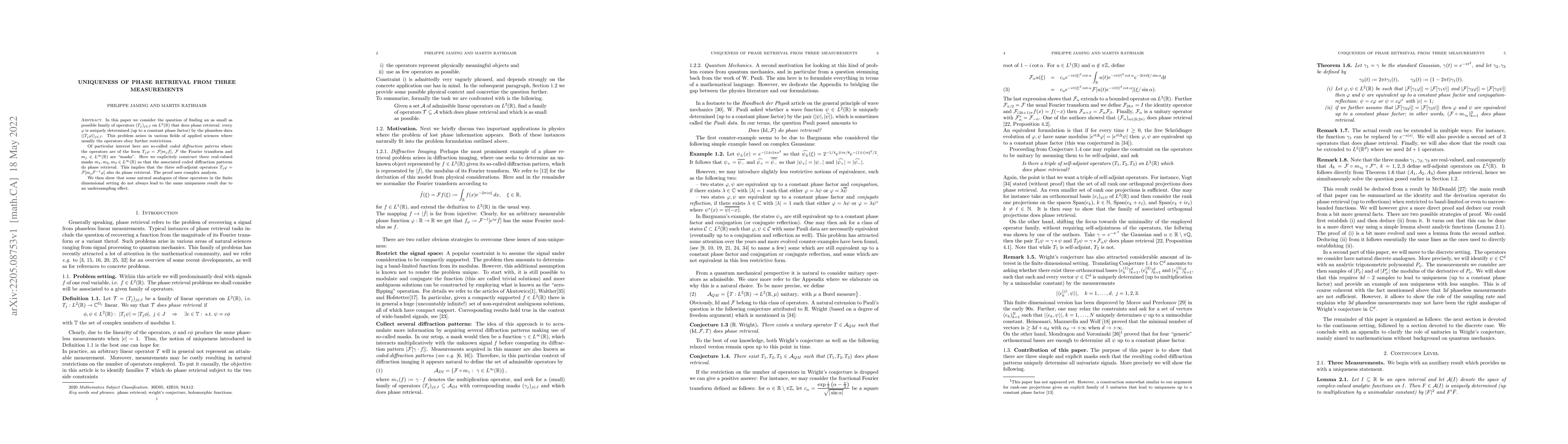 Thumbnail for Uniqueness of phase retrieval from three measurements
