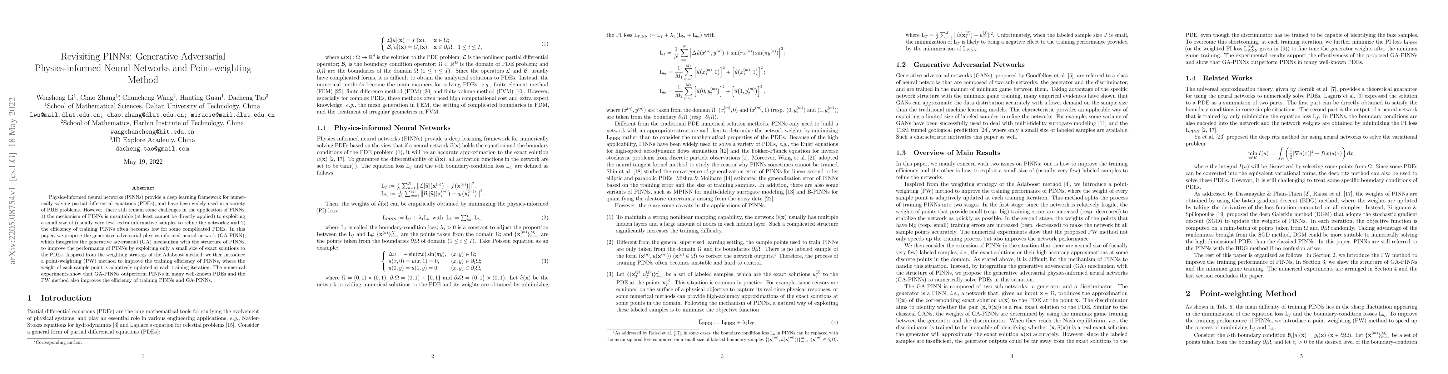 Thumbnail for Revisiting PINNs: Generative Adversarial Physics-informed Neural
  Networks and Point-weighting Method