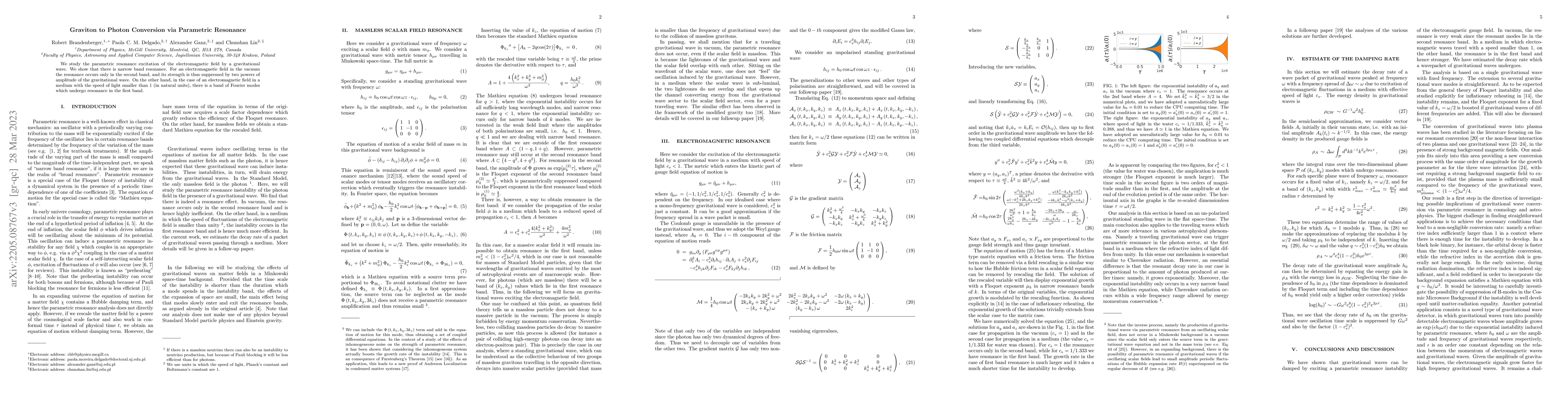 Thumbnail for Graviton to Photon Conversion via Parametric Resonance
