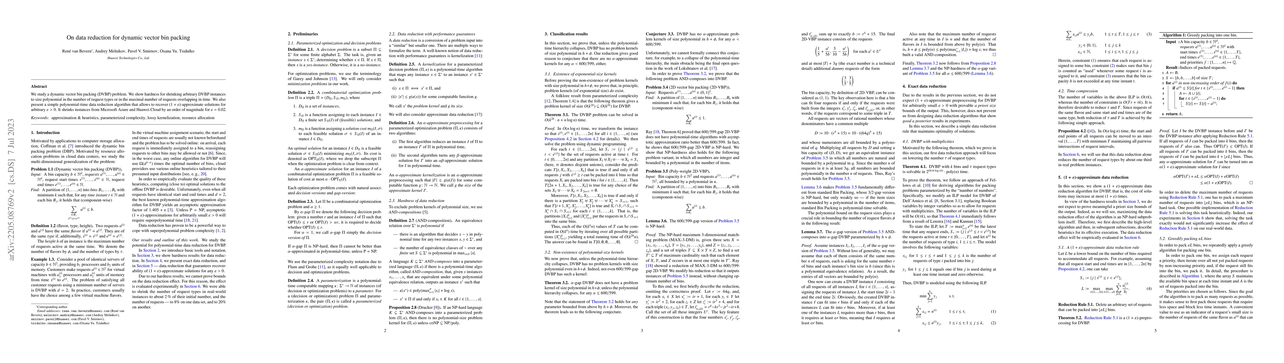 Thumbnail for On data reduction for dynamic vector bin packing