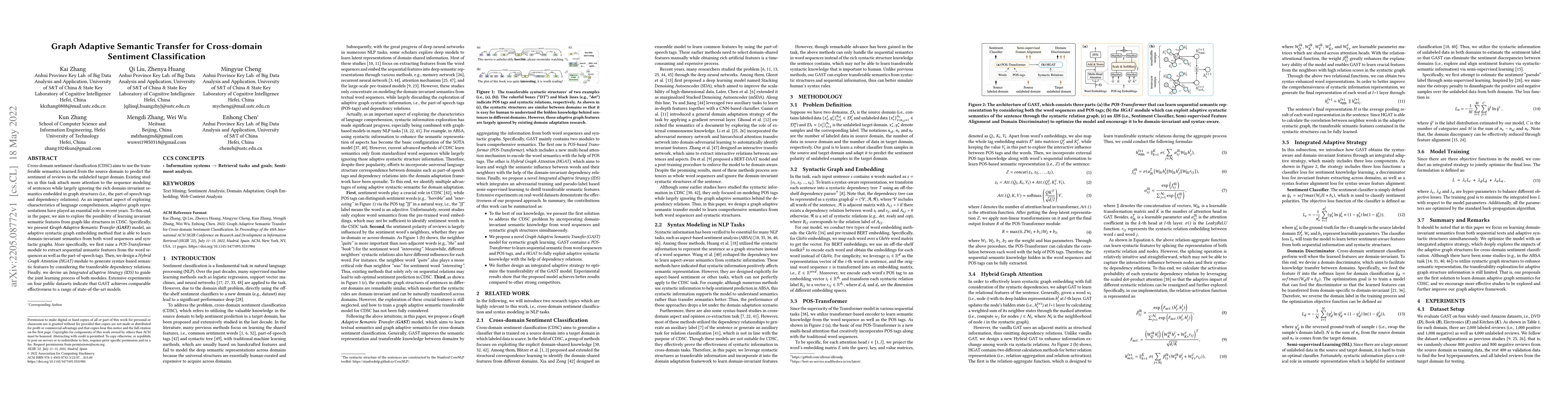 Thumbnail for Graph Adaptive Semantic Transfer for Cross-domain Sentiment
  Classification