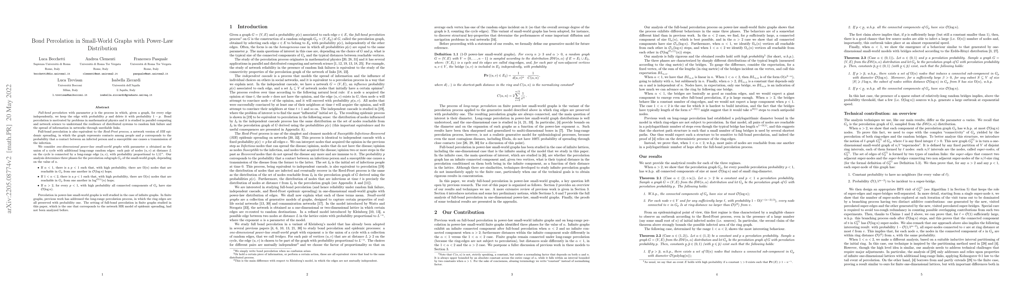 Thumbnail for Bond Percolation in Small-World Graphs with Power-Law Distribution
