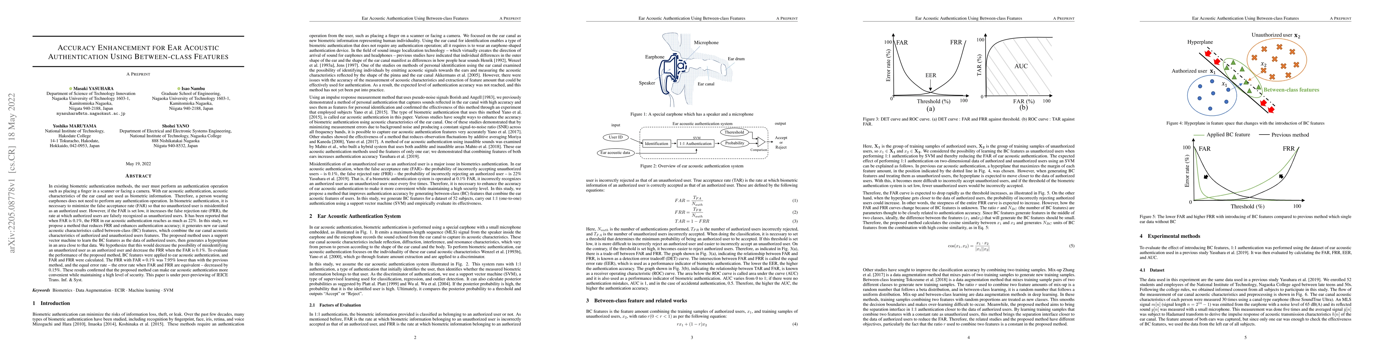 Thumbnail for Accuracy Enhancement for Ear Acoustic Authentication Using Between-class
  Features