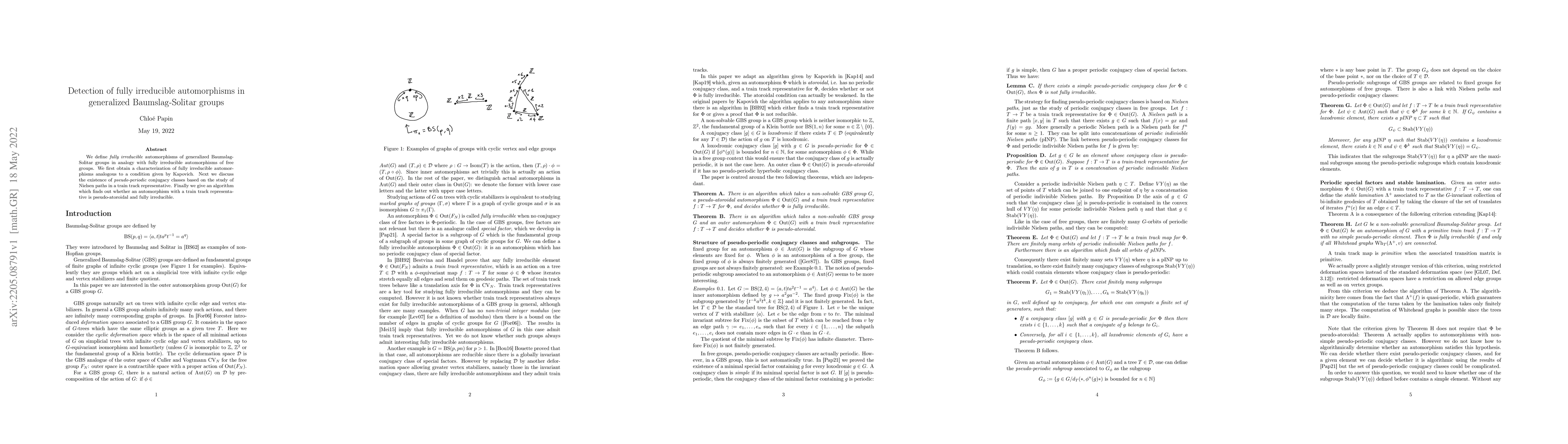 Thumbnail for Detection of fully irreducible automorphisms in generalized
  Baumslag-Solitar groups