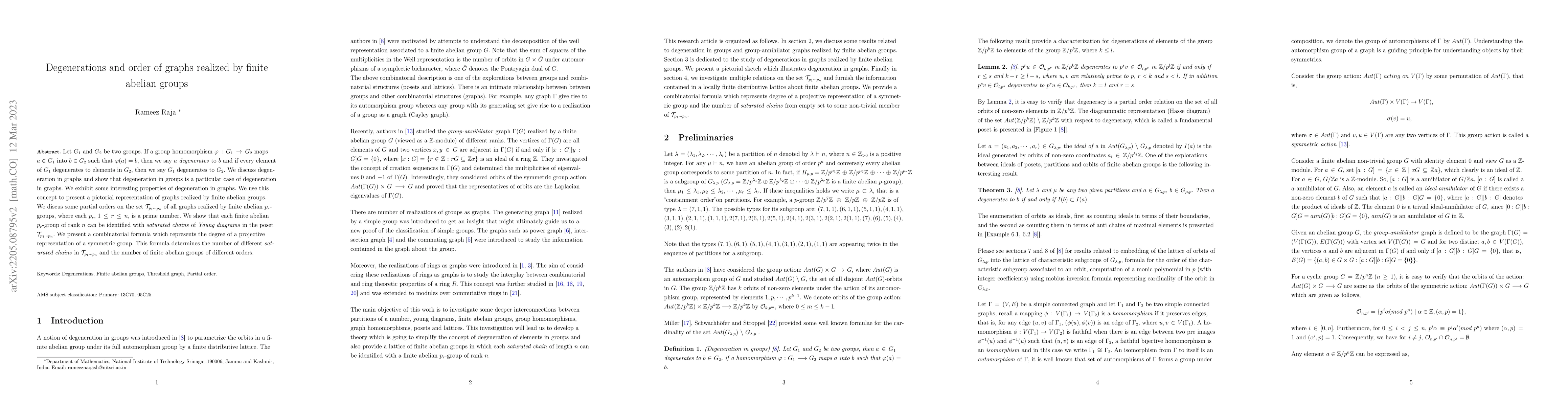 Thumbnail for Degenerations and order of graphs realized by finite abelian groups