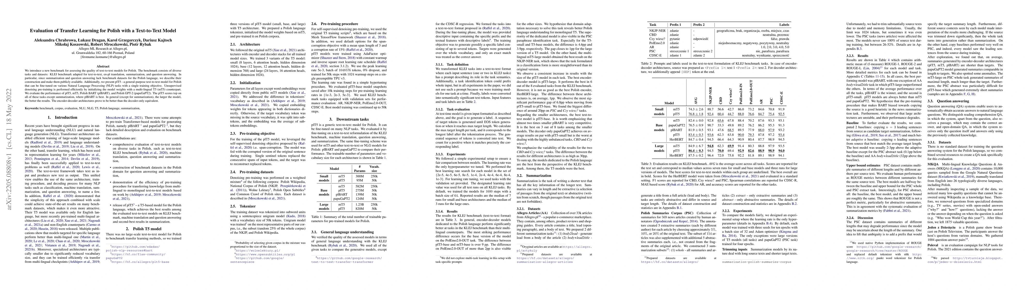 Thumbnail for Evaluation of Transfer Learning for Polish with a Text-to-Text Model
